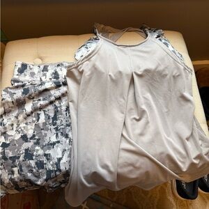 Gray and Black Patterned Activewear Set